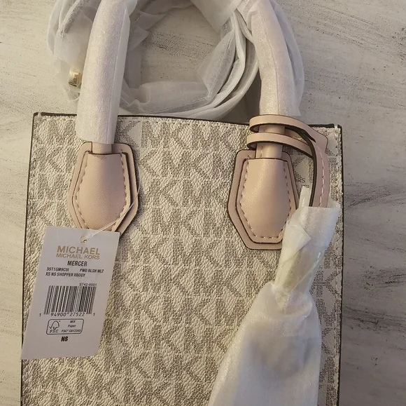 NWT Michael Kors Mercer XS NS Shopper Crossbody Bag Powder Blush Pink