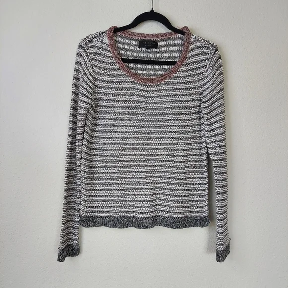 Rag and Bone Striped Metallic Long Sleeve Sweater‎ Size Small
