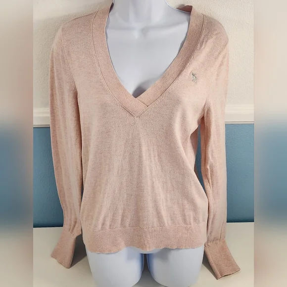 Abercrombie & Fitch Cream Pale Pink Y2k Cotton‎ Blend Sweater Size M