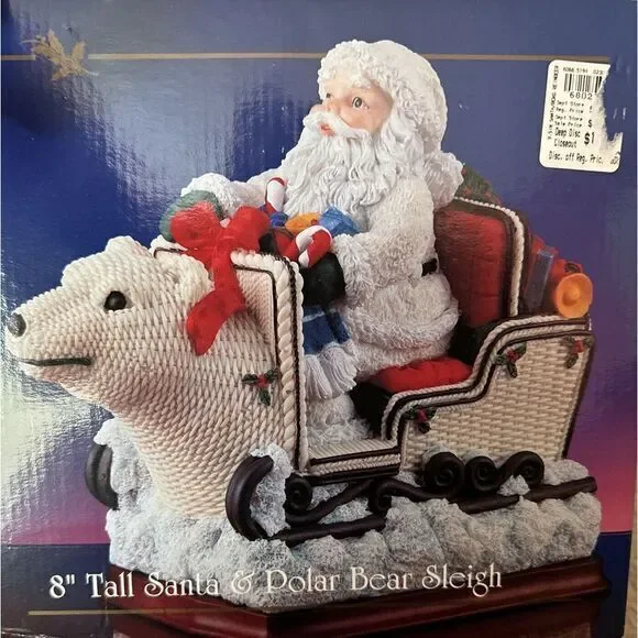Christmas Santa Claus‎ Sleigh Pulled by Polar Bear, NIB