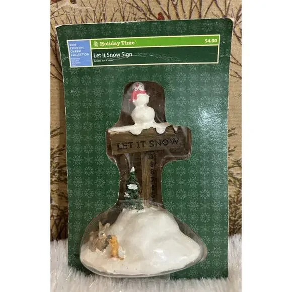 Holiday Time Let it Snow Christmas Village Accessory Figurine Snowman‎ 2009 READ