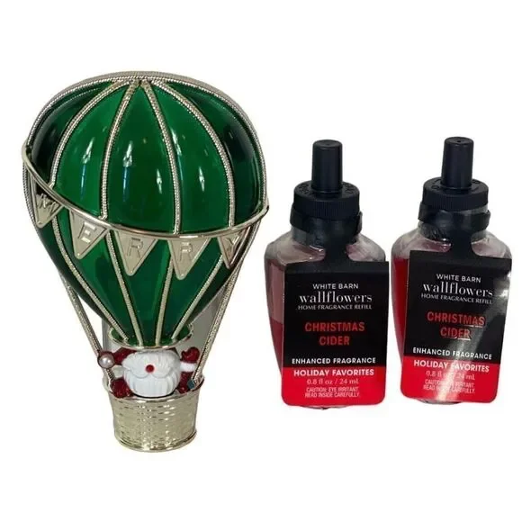 Bath and Body Works SANTA & HOT AIR BALLOON Scent Control Wallflower & 2 Refills