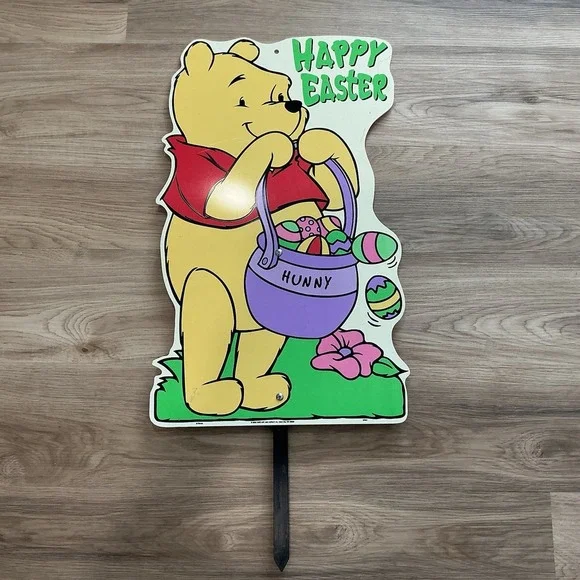 Vintage 2002 Disney Winnie‎ The Pooh Happy Easter Yard Art Sign 26