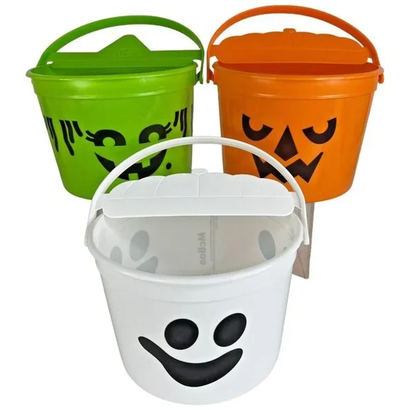 2022 McDonald Happy Meal Halloween Pail Trick Or Treat Bucket White Green Orange