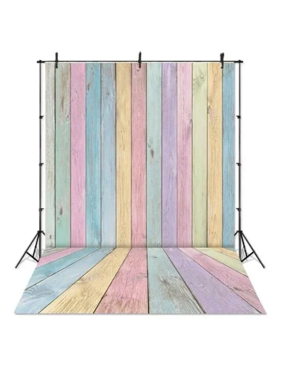 Colorful Wood Backdrop for Photography 8x10 Feet Pastel Rustic Wooden Background