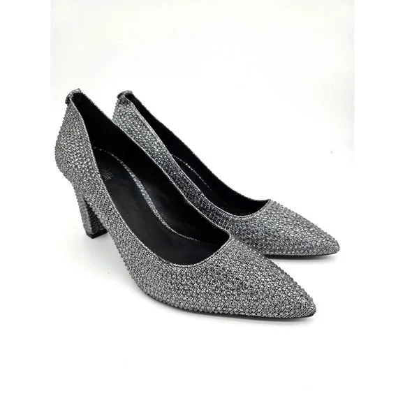Michael Kors Women's Dorothy Flex Pump Glitter Chain Mesh Black Stiletto 10M‎