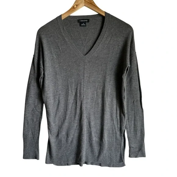 Trouve Cashmere Blend Sweater Gray Knit XS‎ Cabincore Academia Preppy NWOT