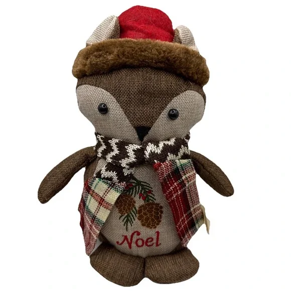 DanDee Christmas Winter‎ Holiday Fox Standing Decor Plaid Rustic Animal