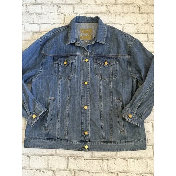 Michael Kors Women's Denim Jean Jacket Size XL with Gold Buttons.‎