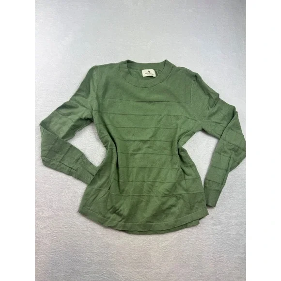 Betsey's Boutique Shop Green Textured Stripe Long Sleeve Sweater Top Large