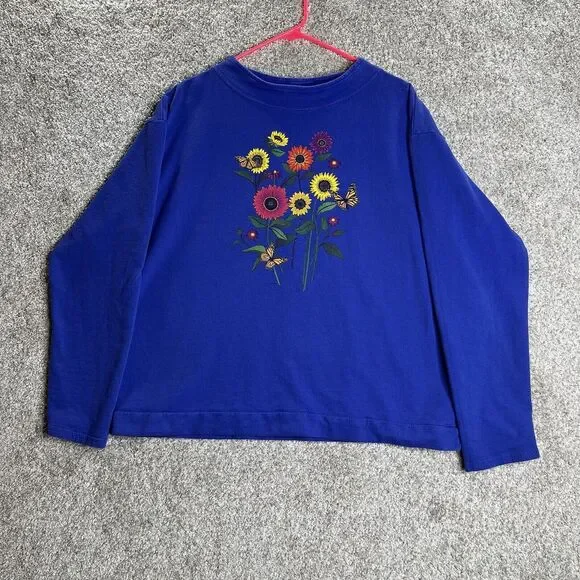 Sabaku‎ Artwear Pullover Sweater Women's Large Sunflowers Girasoles Art To Wear