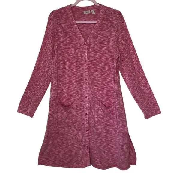 Logo Lori Goldstein Raspberry Space Dye Lightweight Long Sweater/Topper Size M