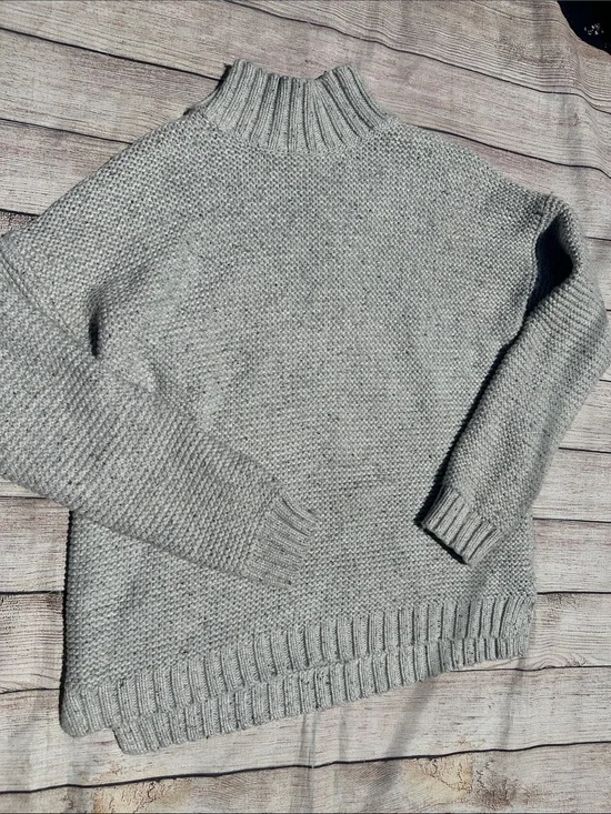 Marine Layer Heather Gray Ribbed Turtleneck Cowl Neck Sweater Size Medium