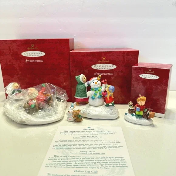 Hallmark Keepsake Studio Edition 1999 Complete Figures Set of 3 Snowy Plaza more
