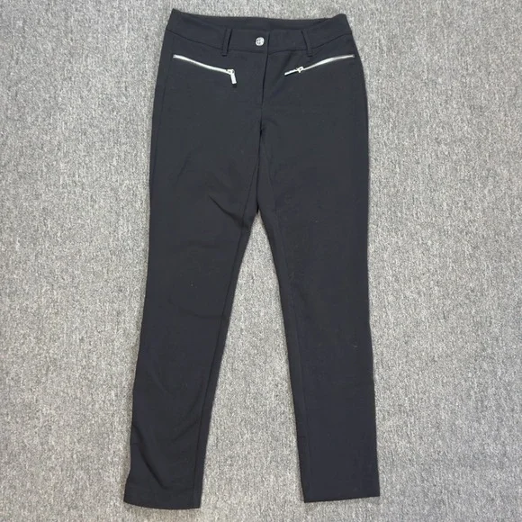 Michael Kors Pants Women's Size 2 Black Slim Fit Zip Pockets Flat Front Low Rise