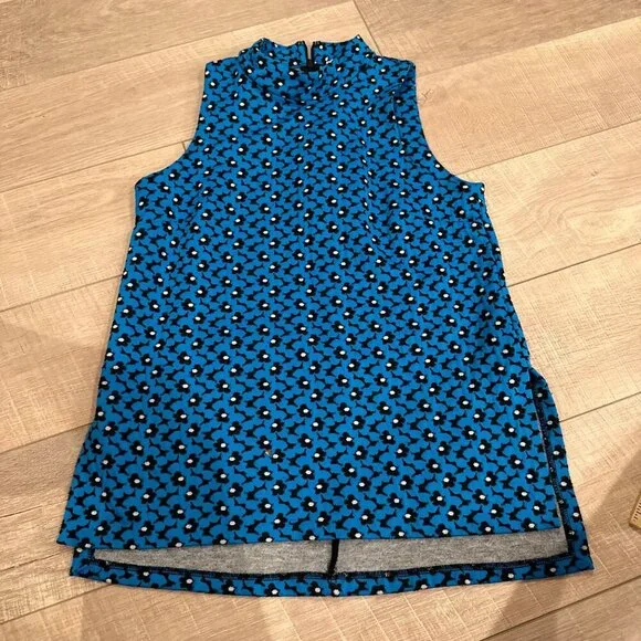 MICHAEL KORS WOMEN BLUE SLEEVELESS BLOUSE MEDIUM