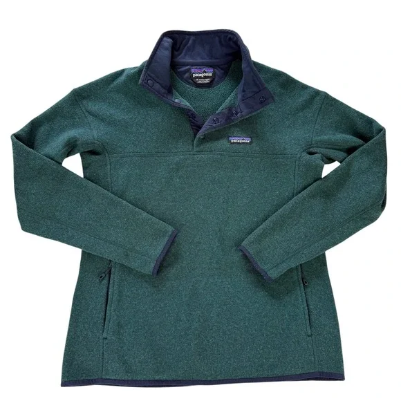 Patagonia Better Sweater 1/4 Snap Fleece Pullover Dark Green Heather Womens M