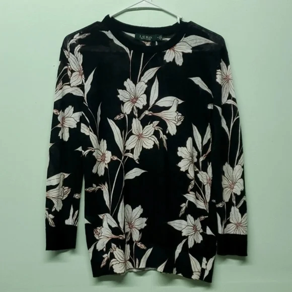 Lauren Ralph Lauren Floral Linen Blend Sweater
