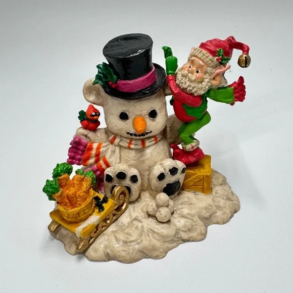Vintage 1986 Enesco Skipper Sandi Zimnicki Elf Snowman Bear Figurine 871435