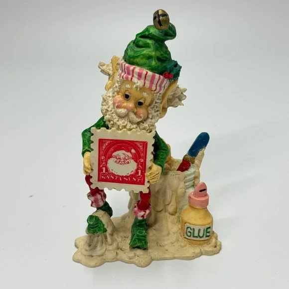 1994 Enesco Sandi Zimnicki Chipper Christmas Elf Figurine Santa Stamp 889694
