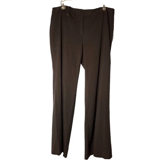 Michael Kors Brown Woven Wide Leg Front Pocket Pant Size 12 Long‎ Career Neutral