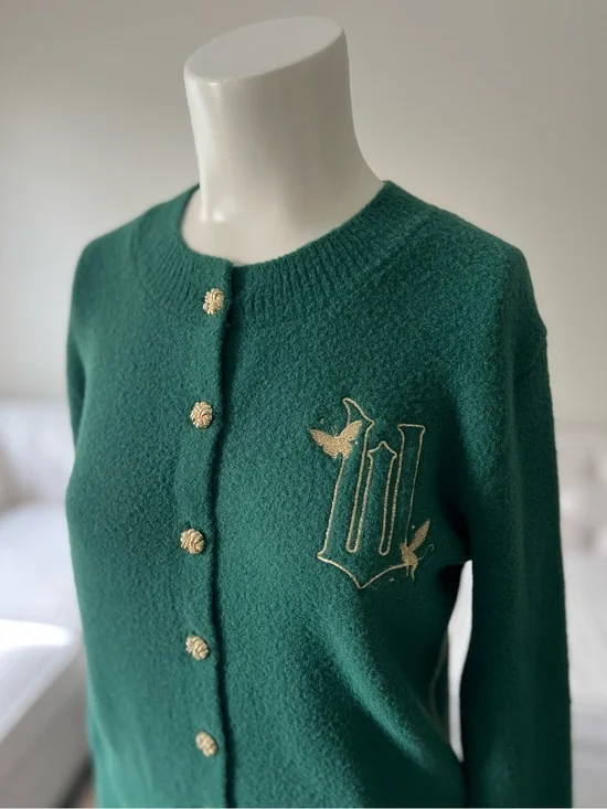 Wicked Cardigan by Paul Tazewell Emerald Green Gold Button EUC XS