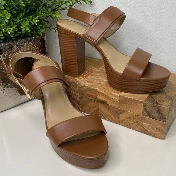 Michael Kors‎ Carmen Platform Heels Women's Size 10M Brown Ankle Strap Sandals