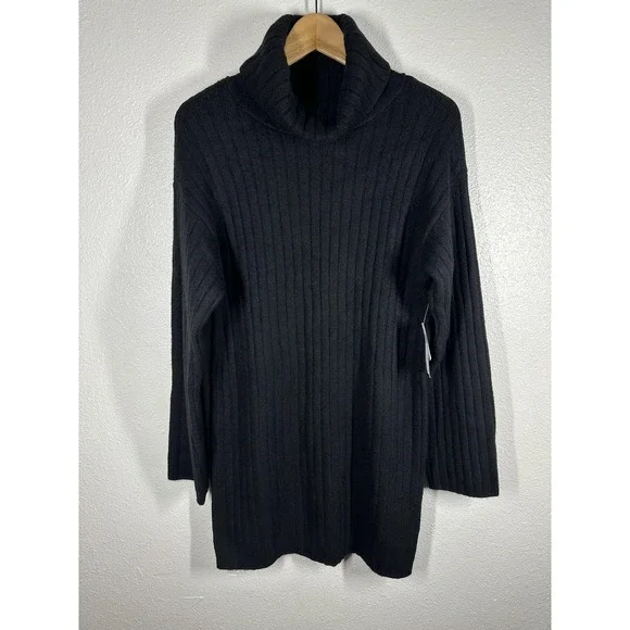 Abercrombie & Fitch‎ Sweater Womens Small Black Cowl Neck Ribbed Knit Tunic