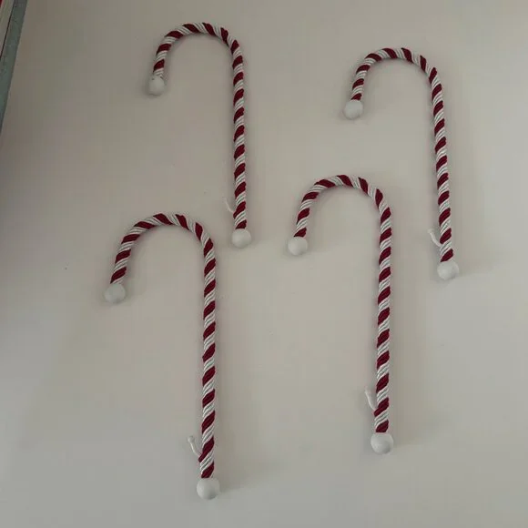Four Fireplace Mantle Candy Cane Stocking Holders 9 inches