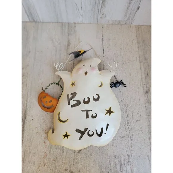 Metal Halloween boo to you ghost sign hanging wall decor‎ cute