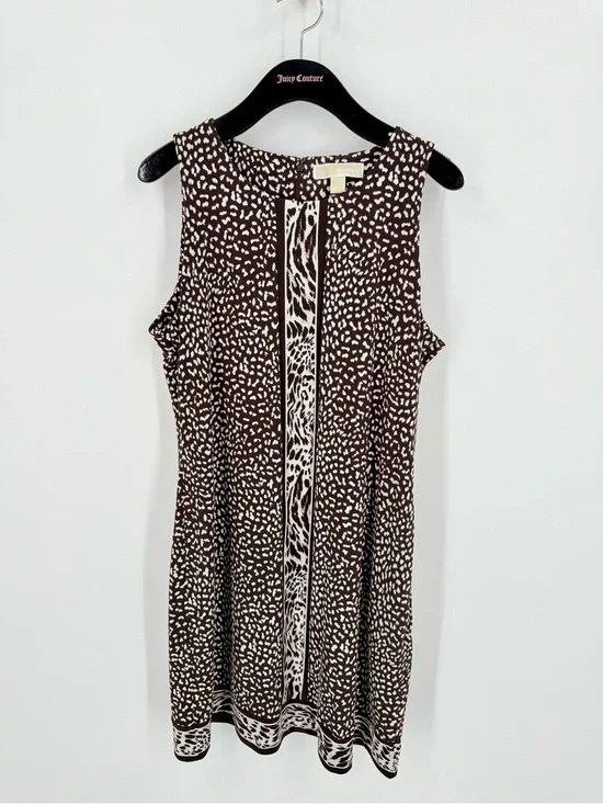 Michael Kors Sleeveless Animal Print Blouse Brown Cream