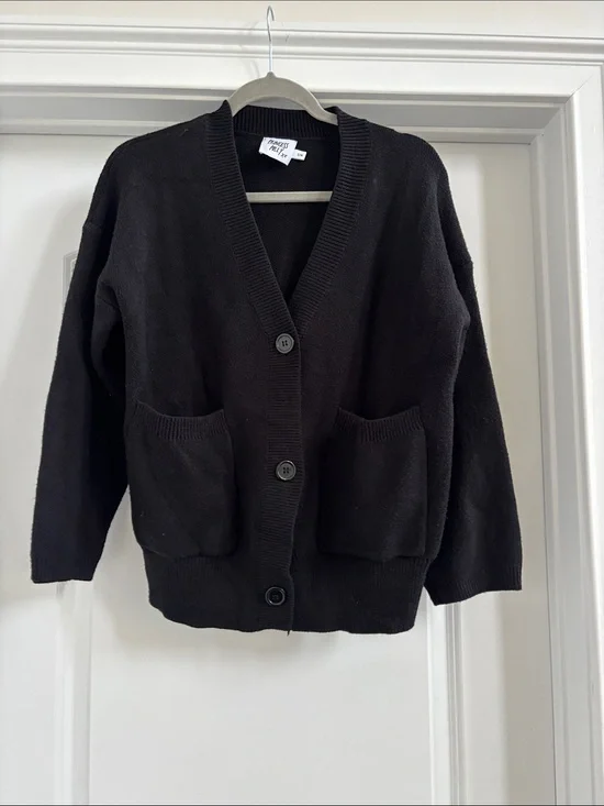 Princess Polly Black V-Neck Button Front Cardigan