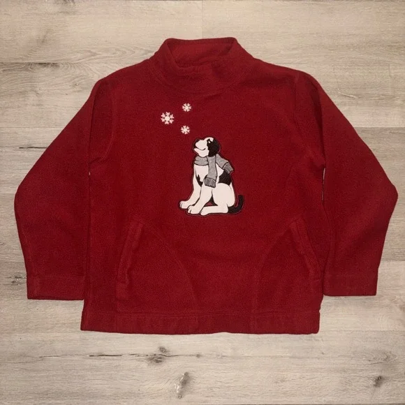 Vtg Big Dogs Polar Dogs Embroidered Pullover Sweater Woman's Large Red Snow