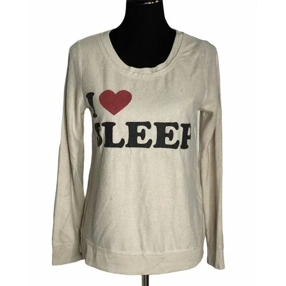 Chaser Womens Cream Long Sleeve Crew Neck Comfort Pullover‎ Sweatshirt SZ M