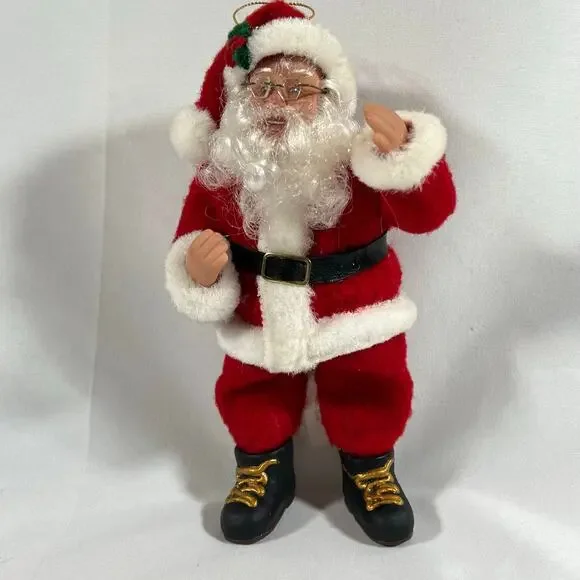 Vintage 1998 Holiday Creations Santa Claus Figurine Ornament Posable Arms & Legs