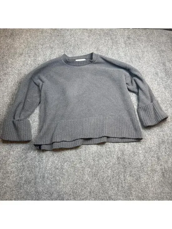 Anrabess Gray ribbed knit sweater with a relaxed fit size small
