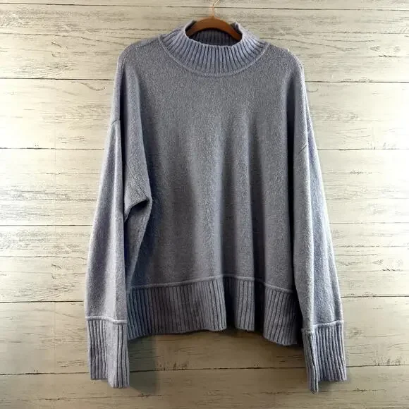 Nine West Periwinkle Long Sleeve Mock Neck Sweater Size XL