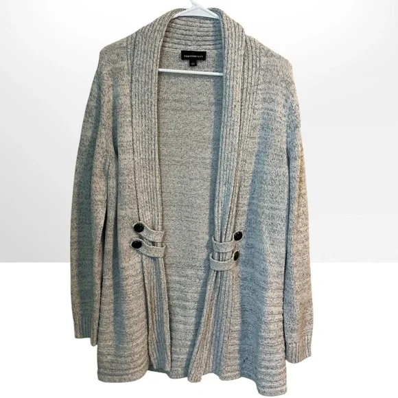 🌺FURTUNE & IVY GREY OPEN FRONT DECORATIVE BUTTONS ON SIDES CARDIGAN