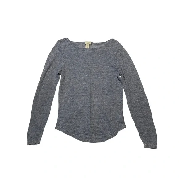 St. Tropez West Blue 100% Linen Boat Neck Long Sleeve Knit Sweater Womens Large