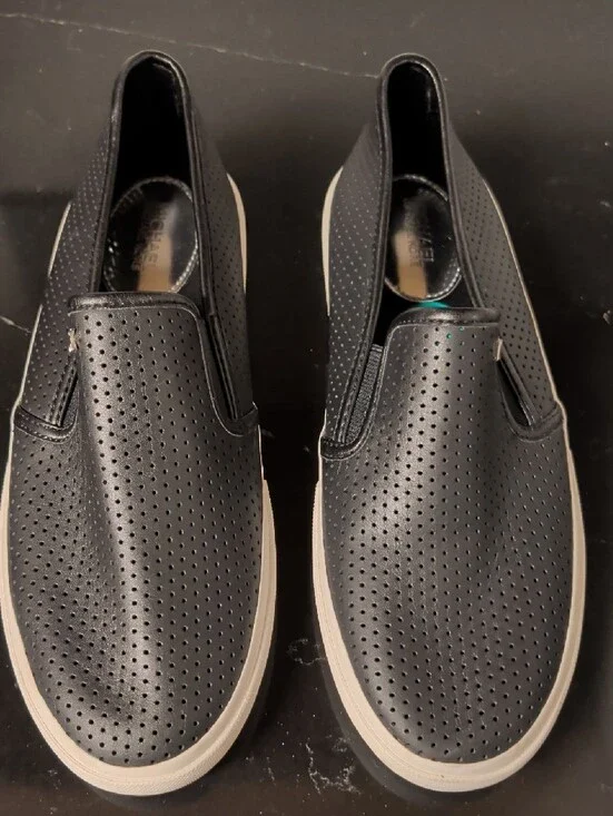 Michael Kors Keaton Perforated Leather Slip-On Sneakers Size 8 New