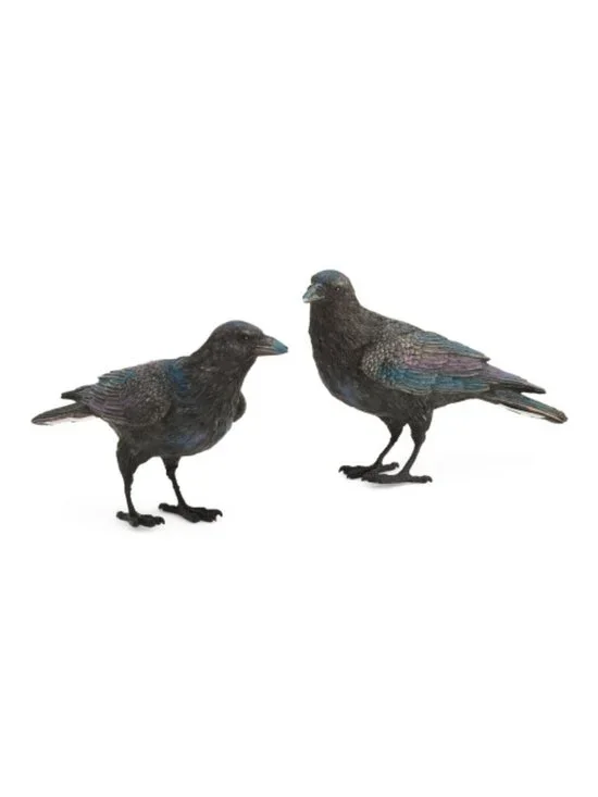 Spooky Night Set of 2 Raven Figurines Decor - 7