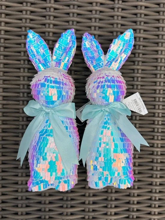 Sequin Bunny Pair with Iridescent Shine - NWT
