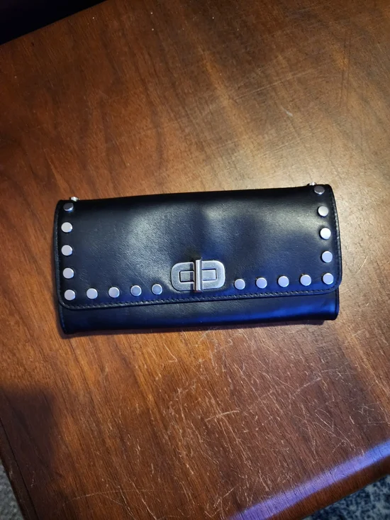 Michael Kors Black Leather Studded Clutch Wallet