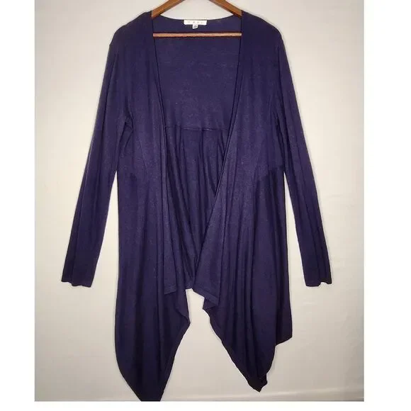 CAbi Cascading Cardigan Cashmere Blend Medium Blue Waterfall LagenLook Style 160