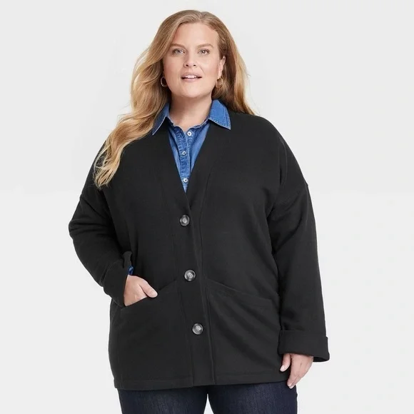 Knox Rose Long Sleeve Fleece Jacket Black