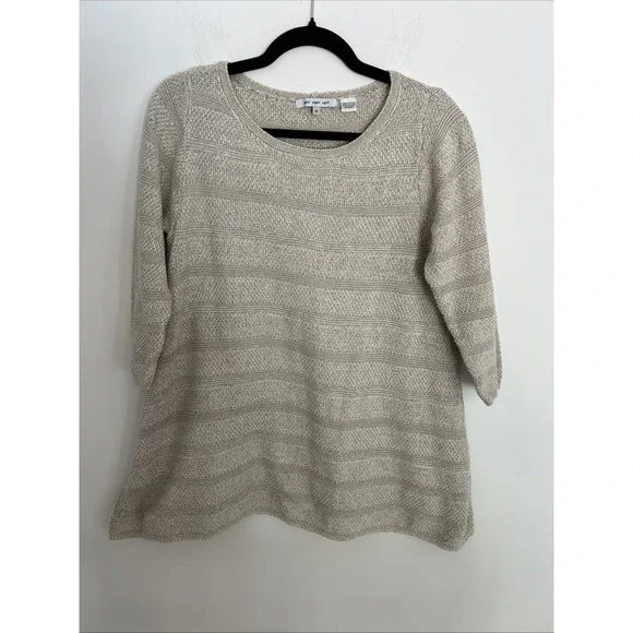 Eight Eight Eight Women's‎ M Tan Knit 3/4 Sleeve Soft Pullover Casual Cotton