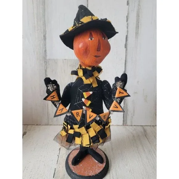 Sharon‎ Andrews folk art pumpkin harvest figure ESC trading 2002 Halloween