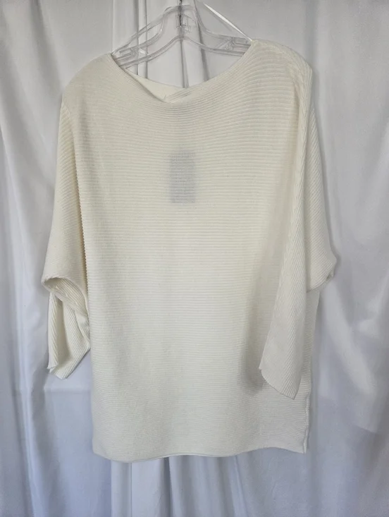 Vince Camuto Buttercream Ribbed Boat Neck Loose Fit Sweater Size S