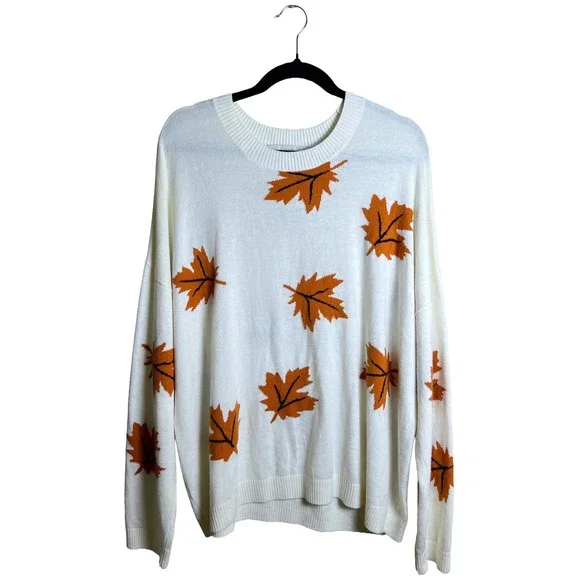 Loft Maple Leaf Crewneck Sweater Fall 2022 Women's XXL Cottagecore Autumn