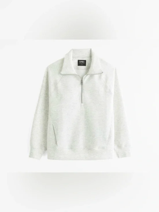 Abercrombie Light Gray YPB neoKNIT Half-Zip Sweater Size Medium